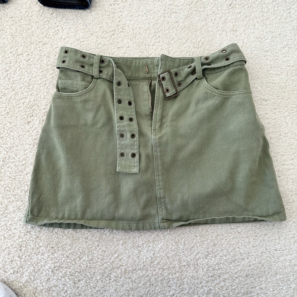 Military Green Mini Skirt